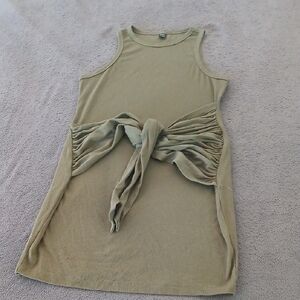 SHEIN Olive Green Tie-Front Sleeveless Tank Dress